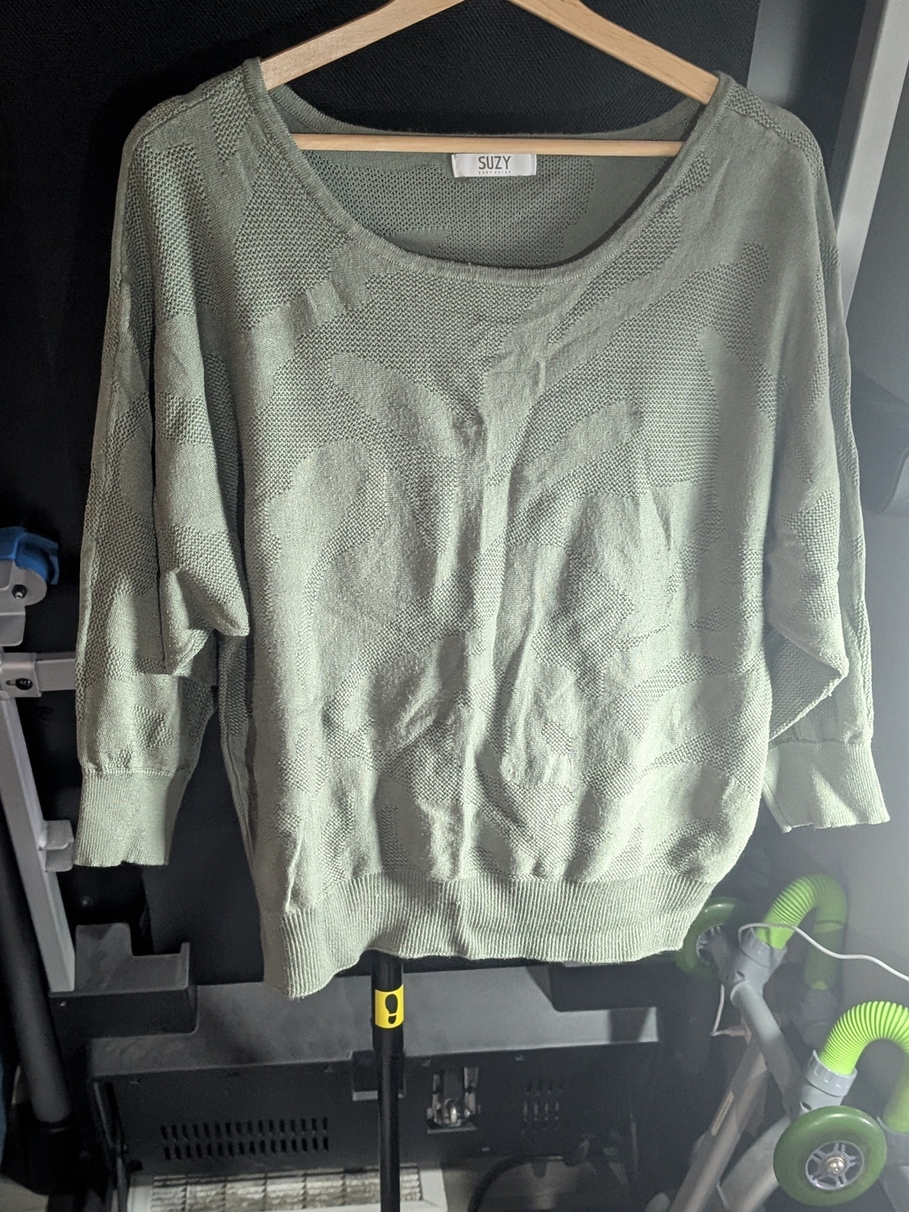 Olive Green Or Light Cream Lightweight Knit Sweater